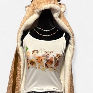 Adorable Cute Cat Print Tank Top